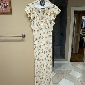 Reformation Floral Maxi Dress with Ruffle Sleeves